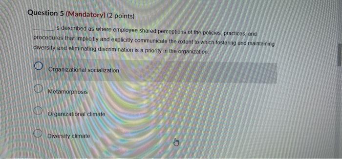Question 3 (Mandatory) (2 points) Three issues