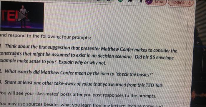 ind respond to the following four prompts: 1.