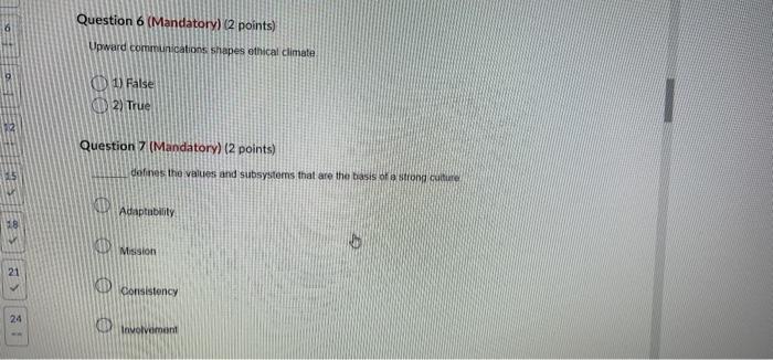 Question 3 (Mandatory) (2 points) Three issues