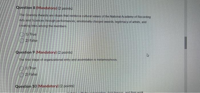 Question 3 (Mandatory) (2 points) Three issues