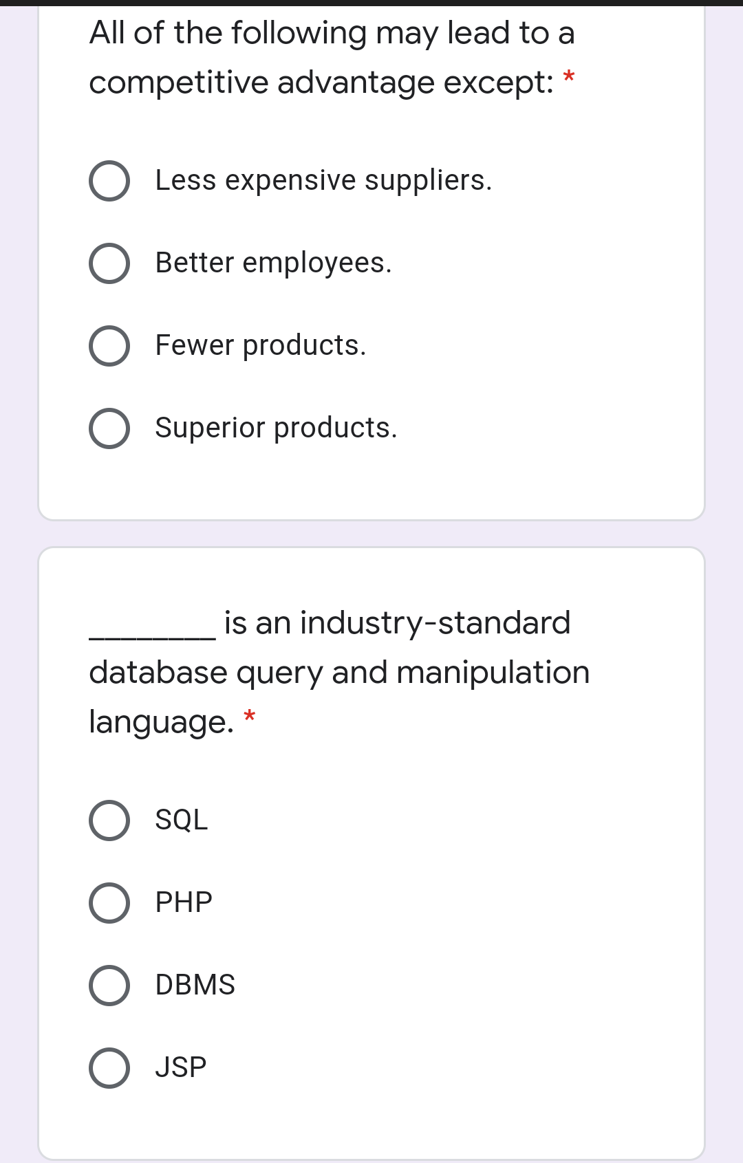 All of the following may lead to a competitive