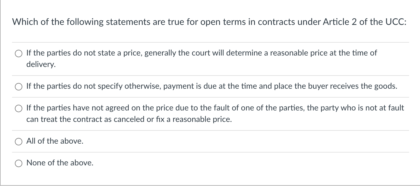 Which of the following statements are true for