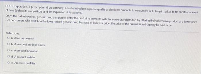 POR Corporation, a prescription drug company,