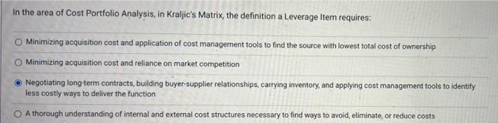 In the area of Cost Portfolio Analysis, in