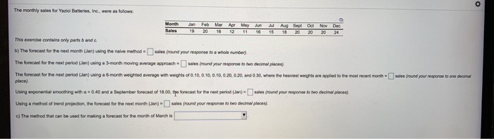 The monthly sales for Yazio Batteries, in, were