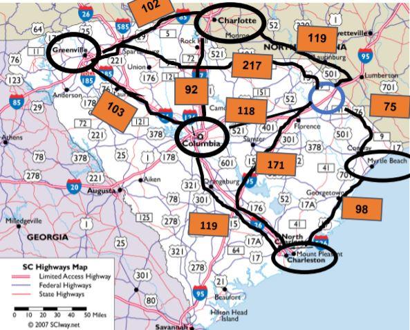 South Carolina operates a Welcome Center off of