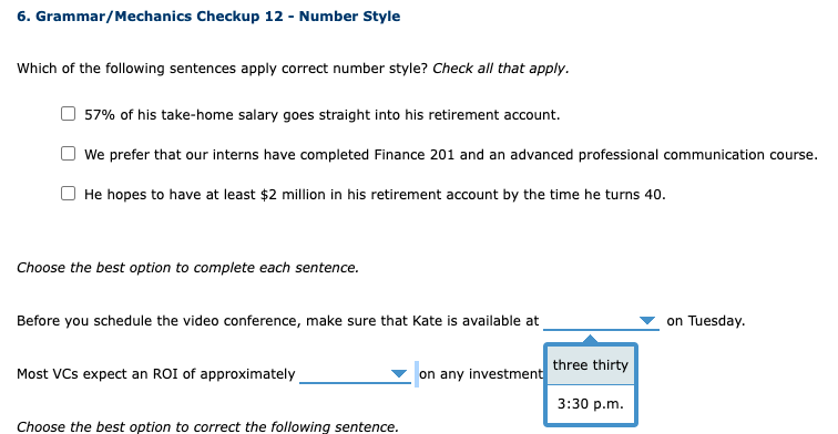 6. Grammar/Mechanics Checkup 12 - Number Style