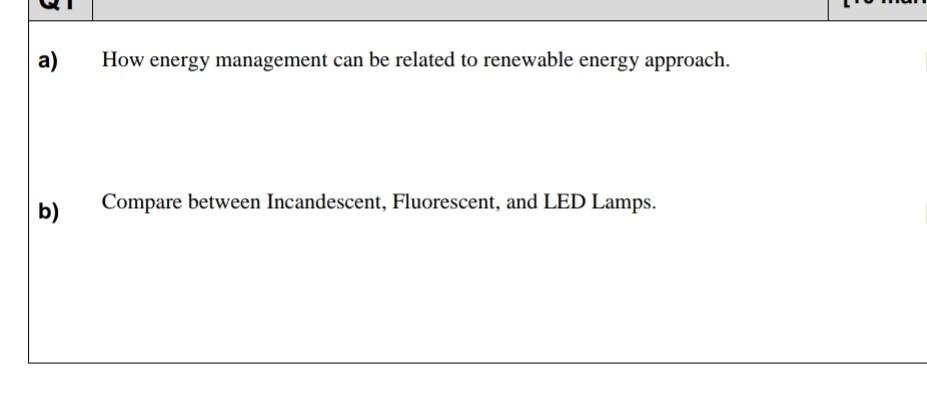please quick solve a) How energy management can
