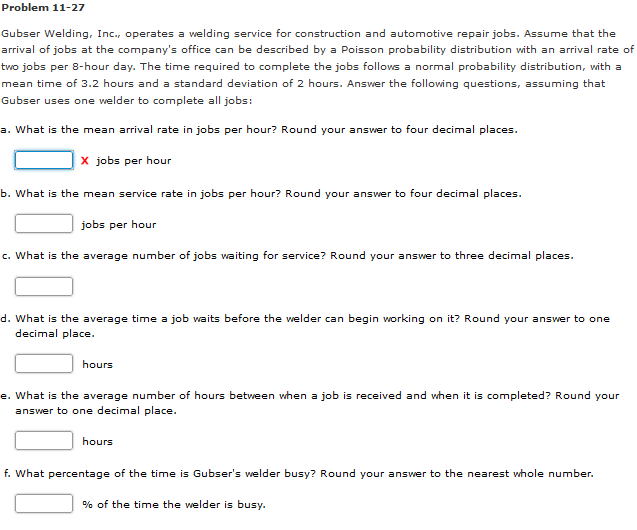 Problem 11-27 Gubser Welding, Inc., operates a