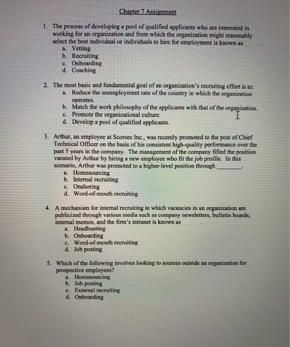 please help Chapter 7 Assignment 1. The process