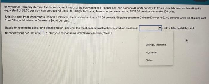 In Myanmar (formerly Buma), five laborers, each