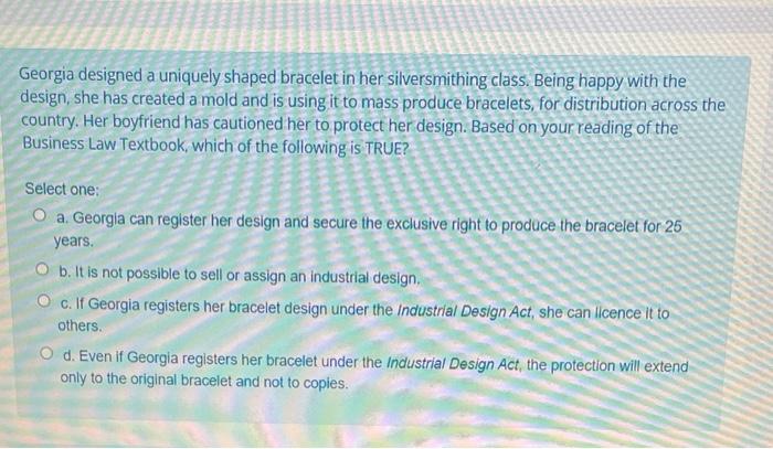 Georgia designed a uniquely shaped bracelet in