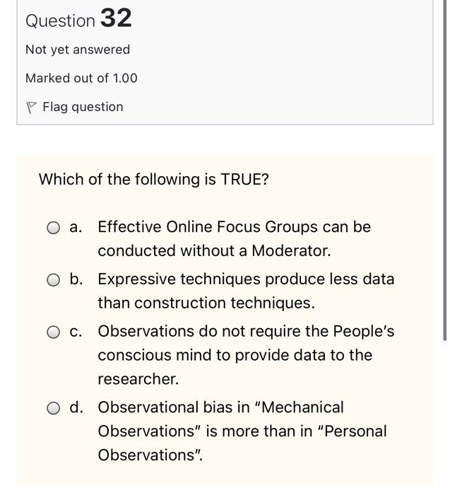 Question 31 Not yet answered Marked out of 1.00 P