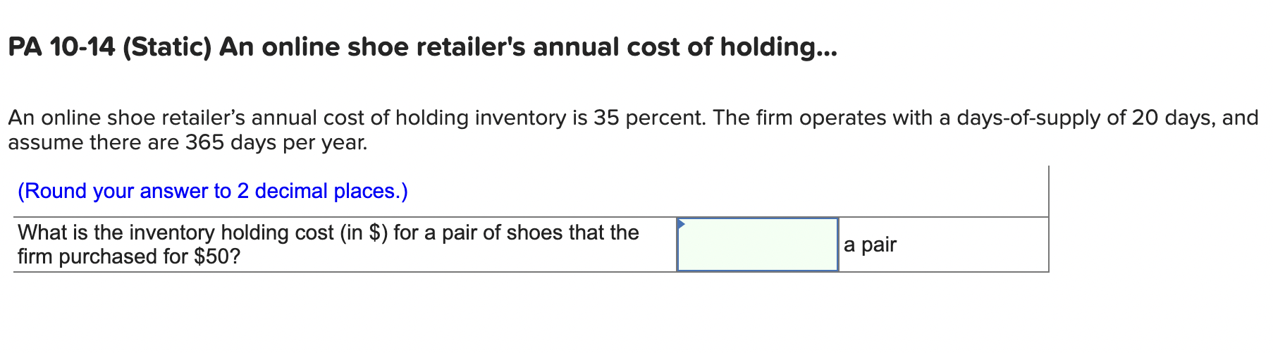 PA 10-14 (Static) An online shoe retailer's