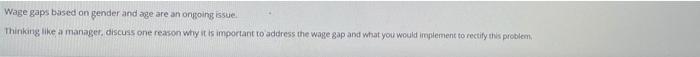 Wage gaps based on gender and age are an ongoing