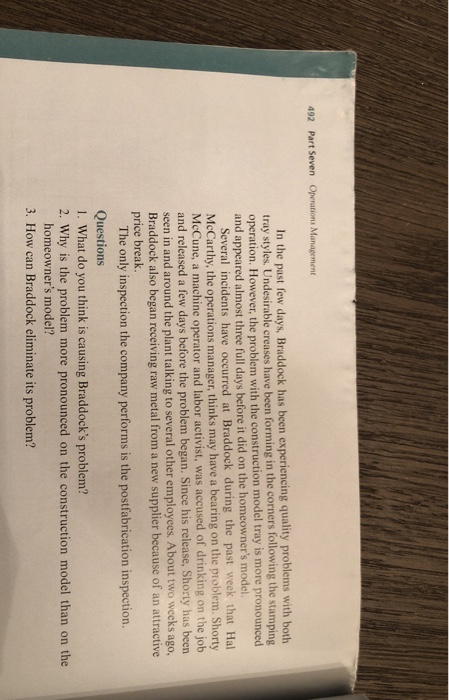 w - Case Incident 20.1 Production Problems