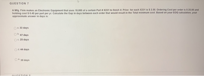 QUESTION 6 Match the Name of the Inventory MGT.