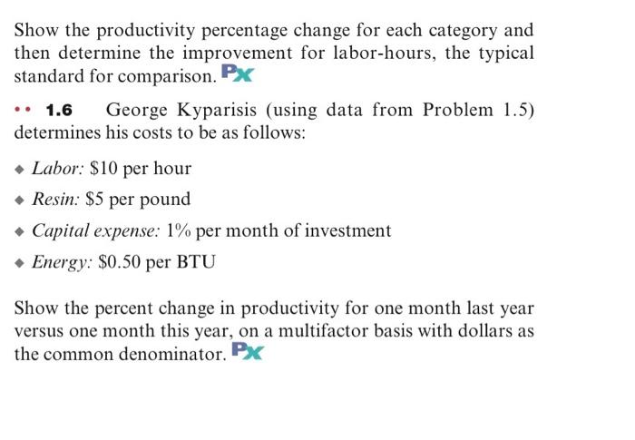 Show the productivity percentage change for each