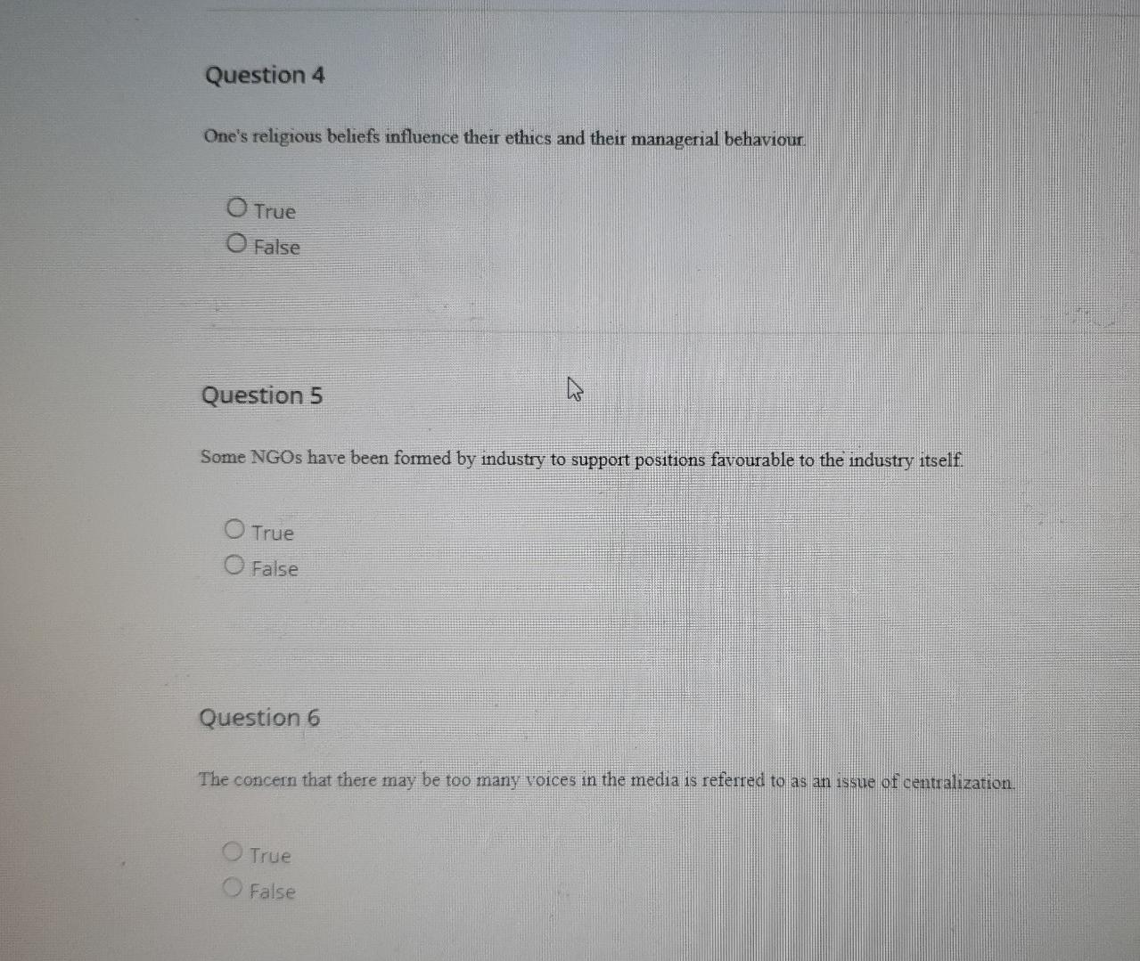 Question 4 One's religious beliefs influence