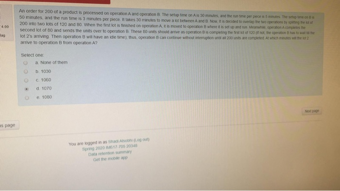 An order for 200 of a product is processed on