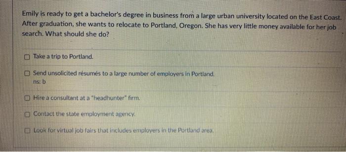 Emily is ready to get a bachelor's degree in