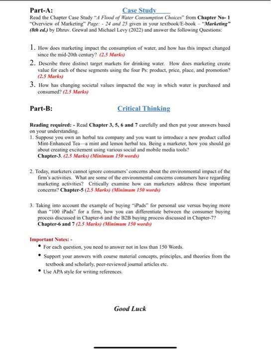 Part-A: Case Study Read the Chapter Case Study "A