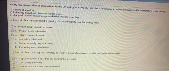 Identily how changes within an organization