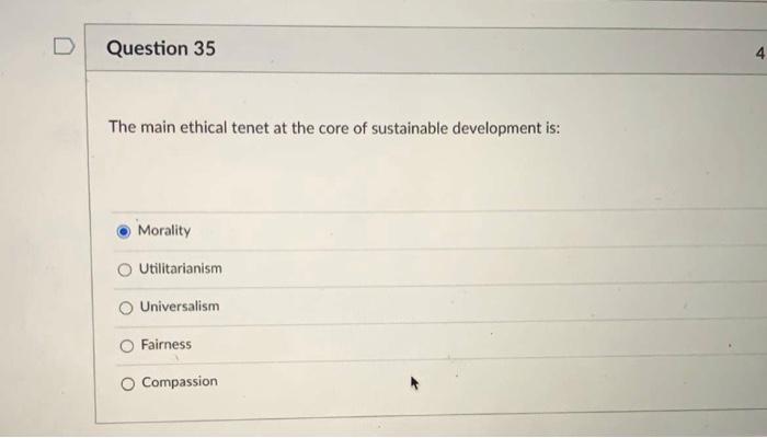 D Question 35 The main ethical tenet at the core
