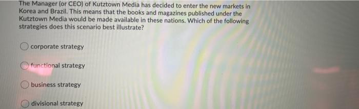 The Manager (or CEO) of Kutztown Media has