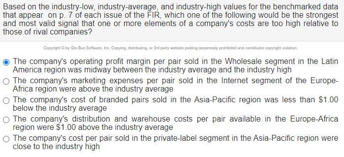 Based on the industry-low, industry-average, and