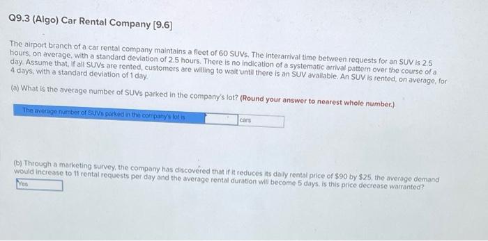 29.3 (Algo) Car Rental Company (9.6) The airport