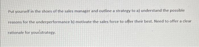Put yourself in the shoes of the sales manager