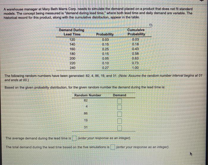 A warehouse manager at Mary Beth Marrs Corp.