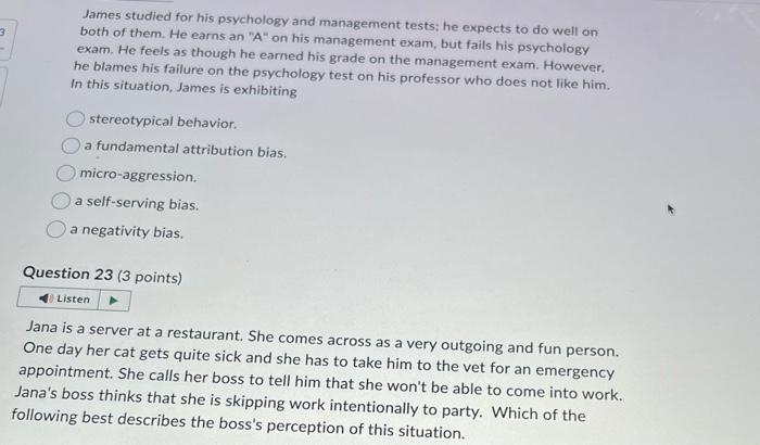 James studied for his psychology and management