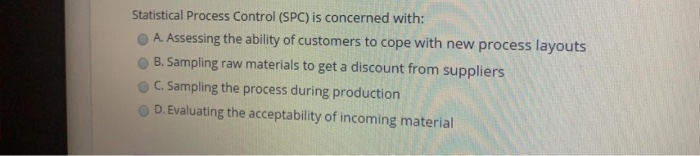 multiple choice questions Statistical Process