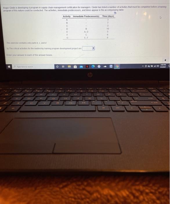 Roger inde is developing a program in supply