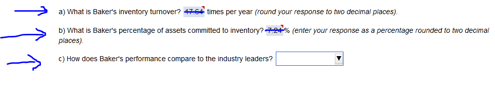 Baker Mfg Inc. wishes to compare its inventory