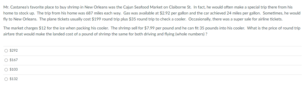 6a 6b Mr. Castanea's favorite place to buy shrimp