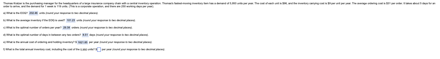 I only need help with f. Thank you. Thomas