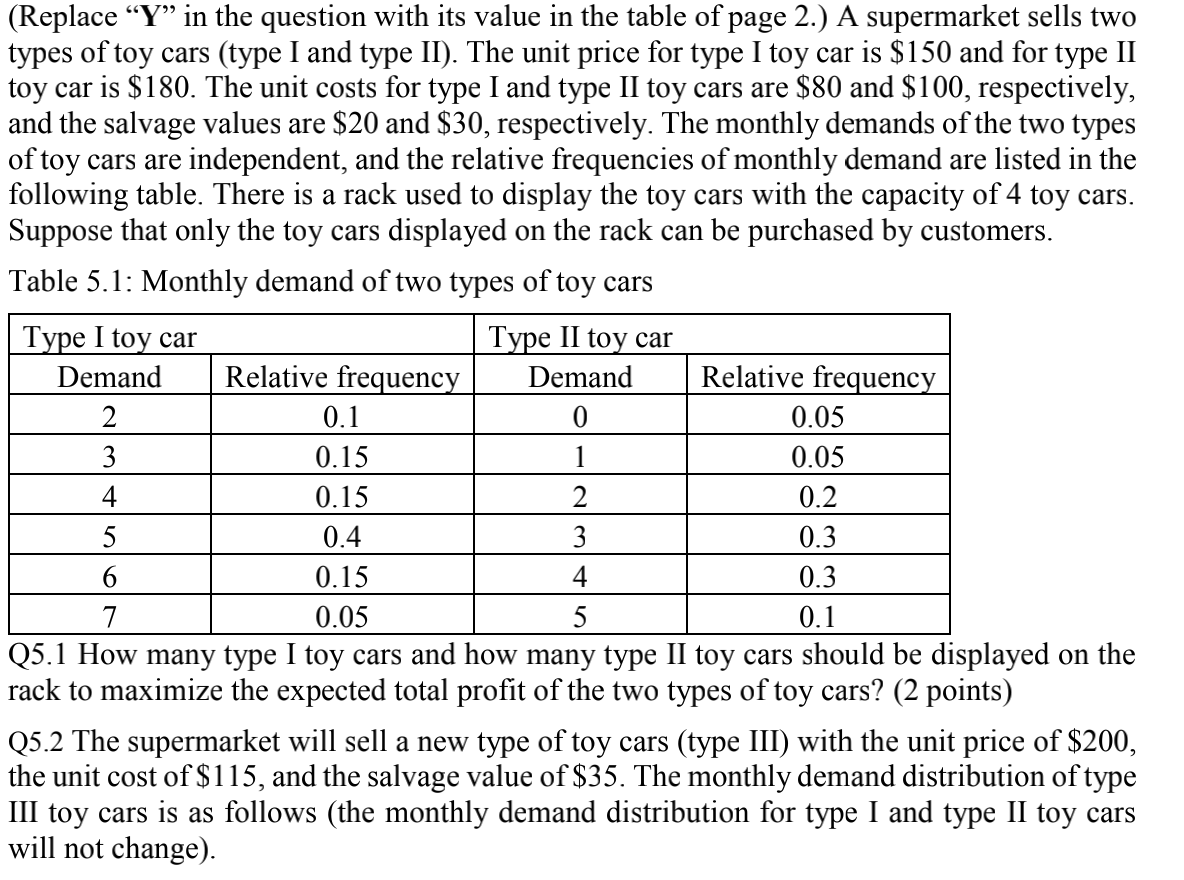 (Replace Y in the question with its value in the