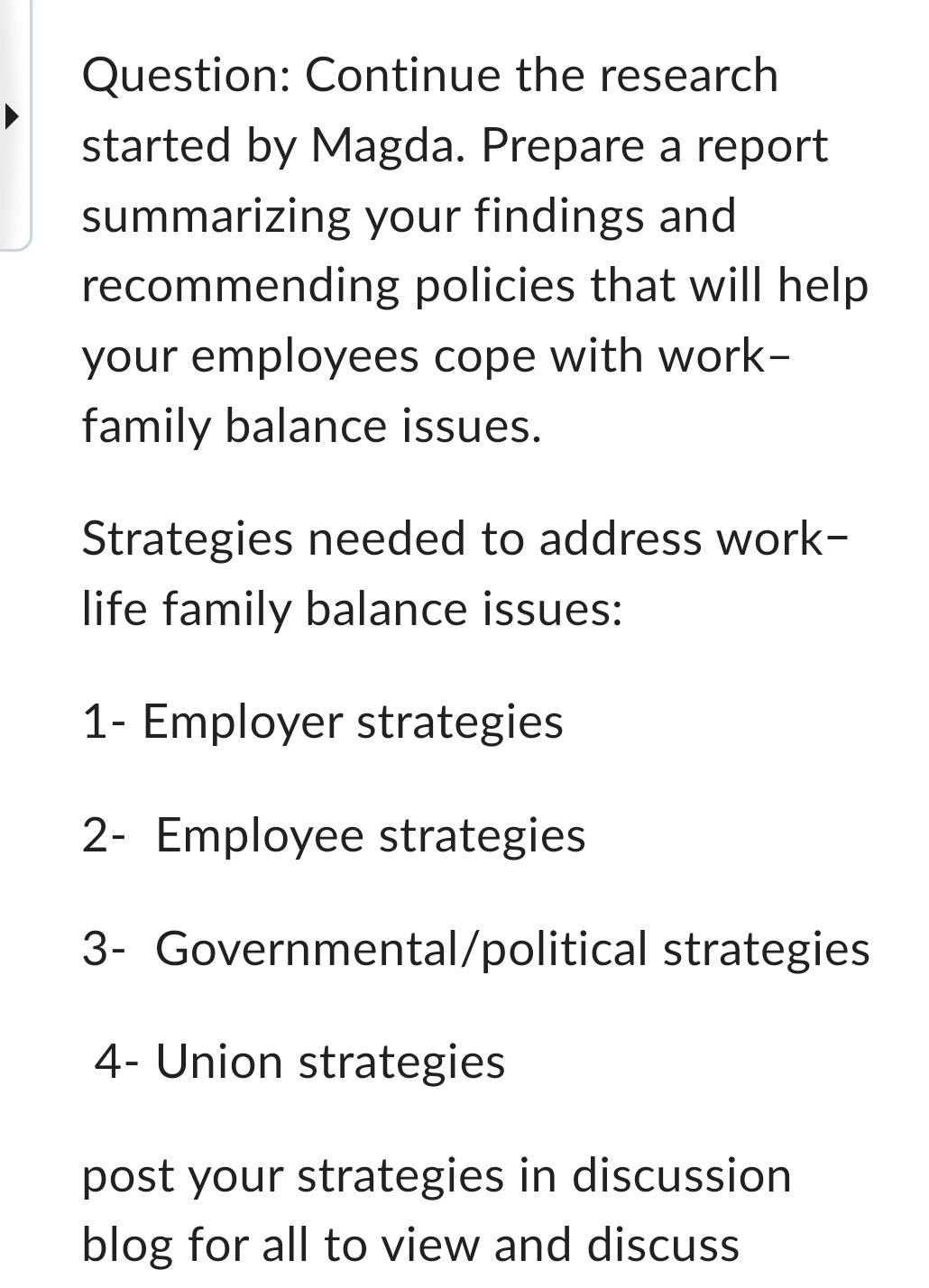 Question: Continue the research started by Magda.