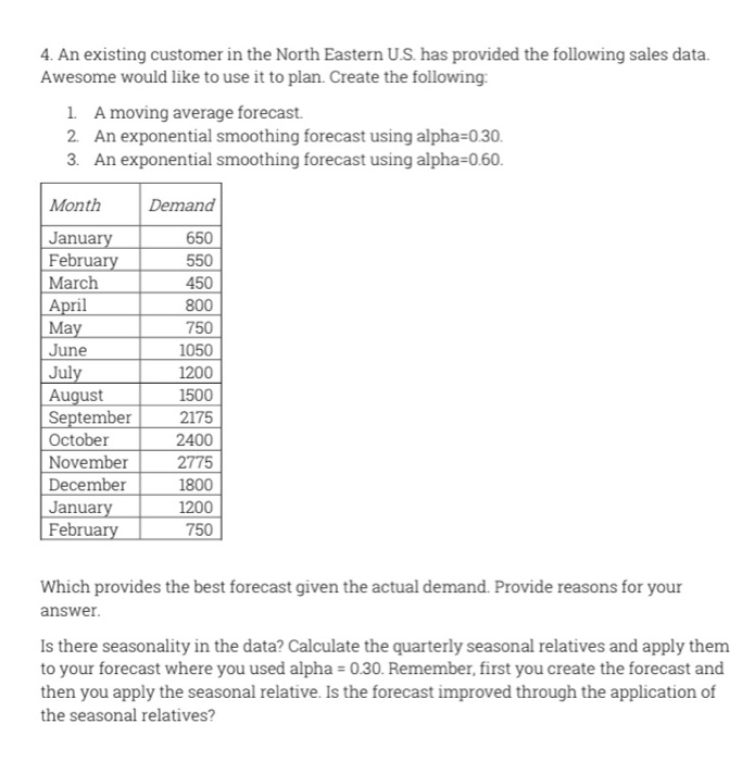 4. An existing customer in the North Eastern U.S.