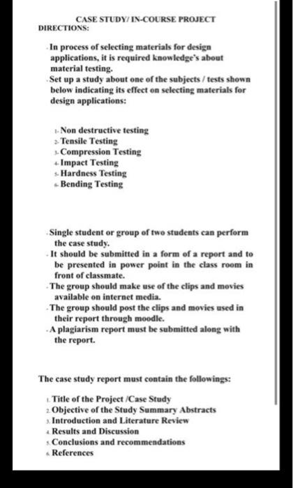 choose topic from 1 to 6 CASE STUDY/IN-COURSE