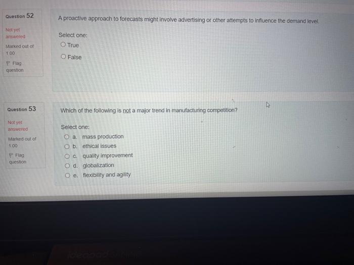 Question 52 A proactive approach to forecasts