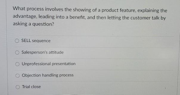 What process involves the showing of a product
