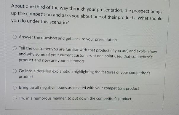 What process involves the showing of a product