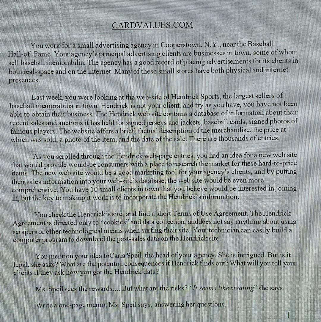 Need Help, Thank you. CARDVALUES.COM You work for