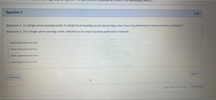 4 HDL CREW wy, March Question 2 1 pts Statement