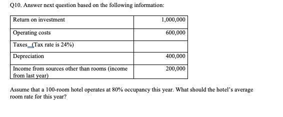 Q10. Answer next question based on the following