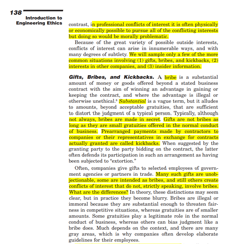 Q.differential between conflict of interest and